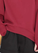 Load image into Gallery viewer, Casual Red Hooded Asymmetrical Solid Cotton Pullover Sweatshirt Winter