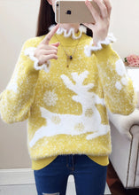 Load image into Gallery viewer, Casual Red Ruffled Print Thick Mink Hair Knitted Sweaters Fall