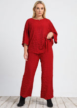 Load image into Gallery viewer, Casual Red Tops And Wide Leg Pants Patchwork Cotton Two Pieces Set Fall