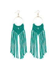 Load image into Gallery viewer, Casual White Overgild Hand Knitting Cotton Thread Tassel Drop Earrings