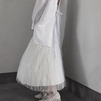 Casual White Pleated Double Layer Design Double Side Skirt