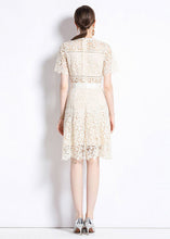 Load image into Gallery viewer, Chic Apricot Embroideried Hollow Out Patchwork Lace Mid Dress Summer
