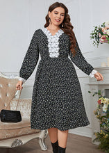 Load image into Gallery viewer, Chic Black Lace Print Patchwork Loose Cotton Dress Fall