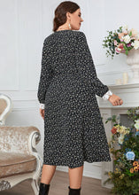 Load image into Gallery viewer, Chic Black Lace Print Patchwork Loose Cotton Dress Fall