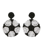 Chic Black White Hand Knitting Rice Ball Football Stud Earrings