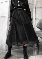 Chic Black tulle Patchwork A Line Skirts Summer