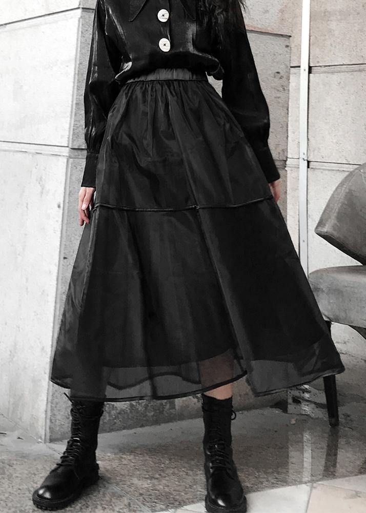 Chic Black tulle Patchwork A Line Skirts Summer