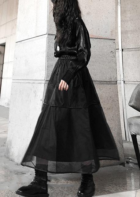 Chic Black tulle Patchwork A Line Skirts Summer