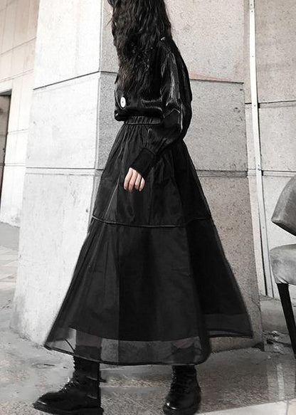 Chic Black tulle Patchwork A Line Skirts Summer
