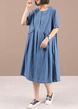 Load image into Gallery viewer, Chic Blue Button Cinched Denim Summer Dresses