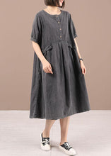 Load image into Gallery viewer, Chic Blue Button Cinched Denim Summer Dresses