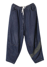 Load image into Gallery viewer, Chic Blue Casual Elastic Waist Pockets Harem Denim Fall Patchwork Pants