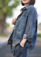 Load image into Gallery viewer, Chic Blue Peter Pan Collar Patchwork Denim Coats Spring