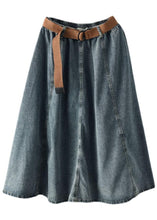 Load image into Gallery viewer, Chic Blue Retro Patchwork A Line Summer  Skirts Denim