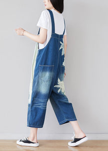 Chic Blue pockets print Patchwork Jumpsuit Summer
