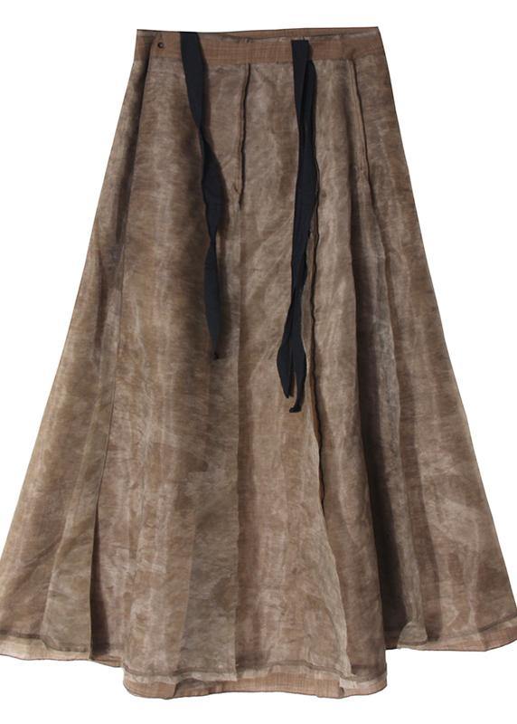 Chic Brown tulle High Waist zippered Skirt