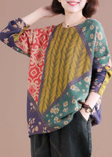 Load image into Gallery viewer, Chic Color Block O-Neck Print Cotton Sweater