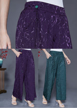 Load image into Gallery viewer, Chic Dark Purple Elastic Waist Jacquard Silk Pants Summer