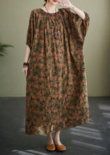 Load image into Gallery viewer, Chic Floral O Neck Wrinkled Patchwork Cotton Long Dresses Lantern Sleeve