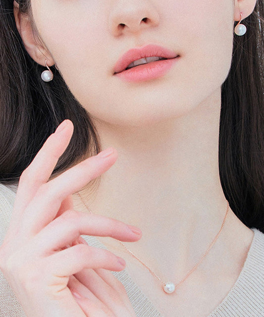 Chic Gold Silver Overgild Inlaid Pearl Hoop Earrings