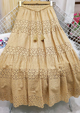 Load image into Gallery viewer, Chic Green Embroideried Tasseled Hollow Out Cotton Skirt Summer