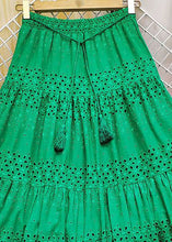 Load image into Gallery viewer, Chic Green Embroideried Tasseled Hollow Out Cotton Skirt Summer