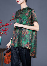 Load image into Gallery viewer, Chic Green Print Asymmetrical Design Silk Oriental Two-Piece Set Summer