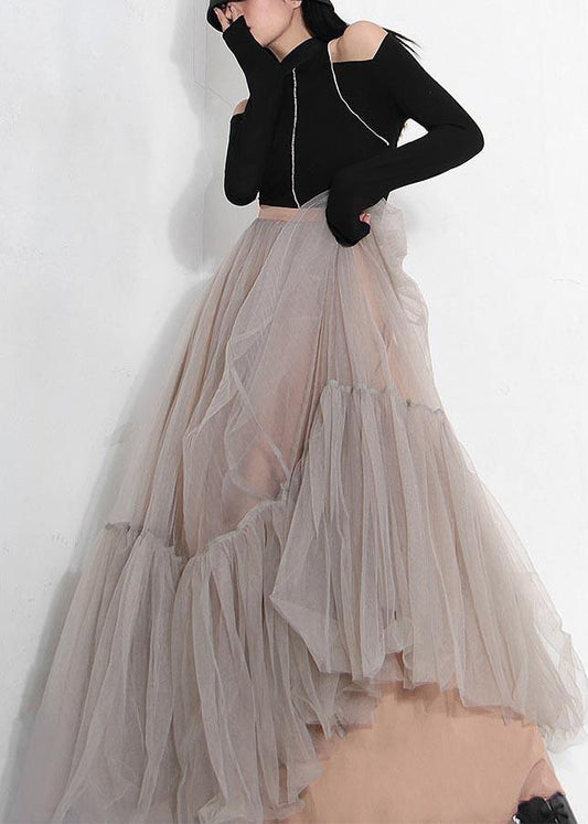 Chic Grey tulle Patchwork A Line Summer Skirts