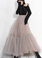 Chic Grey tulle Patchwork A Line Summer Skirts