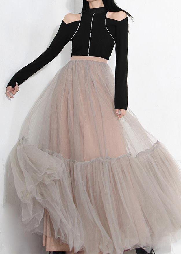 Chic Grey tulle Patchwork A Line Summer Skirts