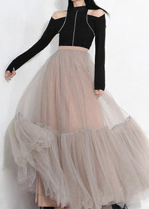 Chic Grey tulle Patchwork A Line Summer Skirts