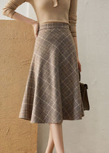 Load image into Gallery viewer, Chic Khaki High Waist Plaid romantic Fall Woolen Skirt