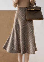 Load image into Gallery viewer, Chic Khaki High Waist Plaid romantic Fall Woolen Skirt