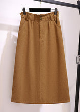 Load image into Gallery viewer, Chic Khaki Pockets Elastic Waist Patchwork Corduroy Skirts Fall