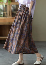 Load image into Gallery viewer, Chic Khaki Print Patchwork A Line Skirt Linen Fall