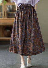 Load image into Gallery viewer, Chic Khaki Print Patchwork A Line Skirt Linen Fall