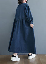 Load image into Gallery viewer, Chic O Neck Cinched Spring Tunic Wardrobes Denim Blue Art Dresses
