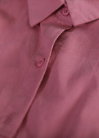 Chic Pink Peter Pan Collar Button Pockets Shirts Long Sleeve