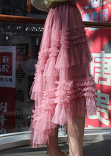 Load image into Gallery viewer, Chic Pink Ruffled asymmetrical design tulle Skirts Spring