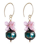 Chic Purple Blue Coloured Glaze Floral Drop Earrings