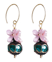 Load image into Gallery viewer, Chic Purple Blue Coloured Glaze Floral Drop Earrings