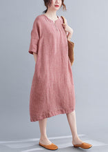 Load image into Gallery viewer, Chic Red Oversized Plaid Linen A Line Dresses Summer
