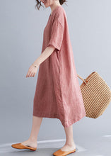 Load image into Gallery viewer, Chic Red Oversized Plaid Linen A Line Dresses Summer