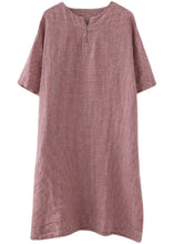 Load image into Gallery viewer, Chic Red Oversized Plaid Linen A Line Dresses Summer