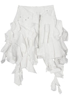 Chic White Patchwork Summer zippered Skirts Cotton