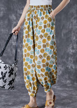Load image into Gallery viewer, Chic Yellow Oversized Print Pockets Linen Silk Pants Summer