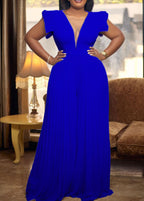 Chic Yellow V Neck High Waist Tulle Patchwork Jumpsuits Summer