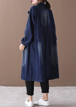 Load image into Gallery viewer, Chic denim blue Fine tunic pattern Sewing stand collar Cinched jackets