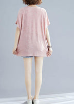 Chic o neck blended tunic top Tunic Tops pink tops summer