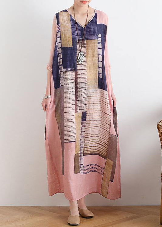 Chic v neck pocketys dresses Photography pink striped Dress